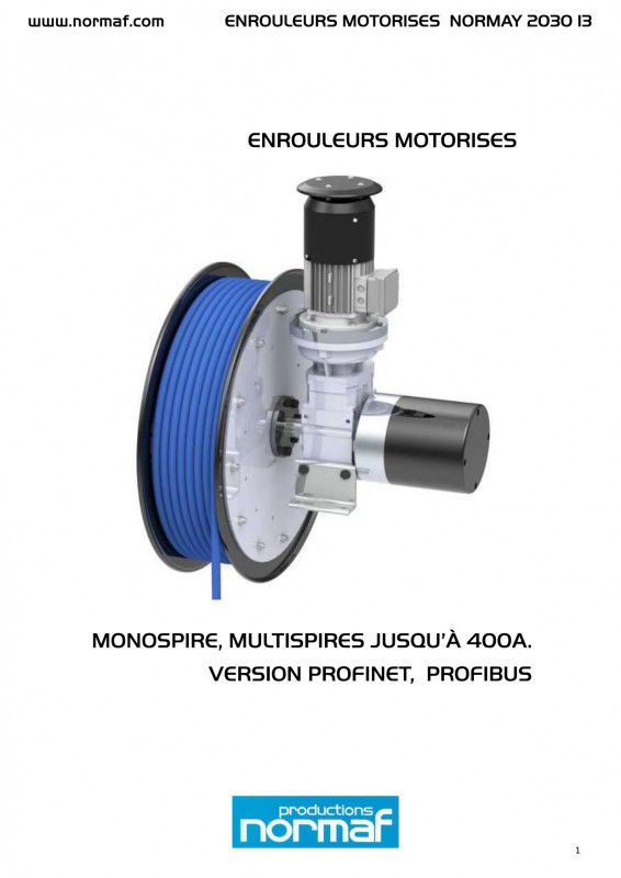 Enrouleurs Motorisés - Monospire, multiprises jusqu'à 400a. Version Profinet, Profibus